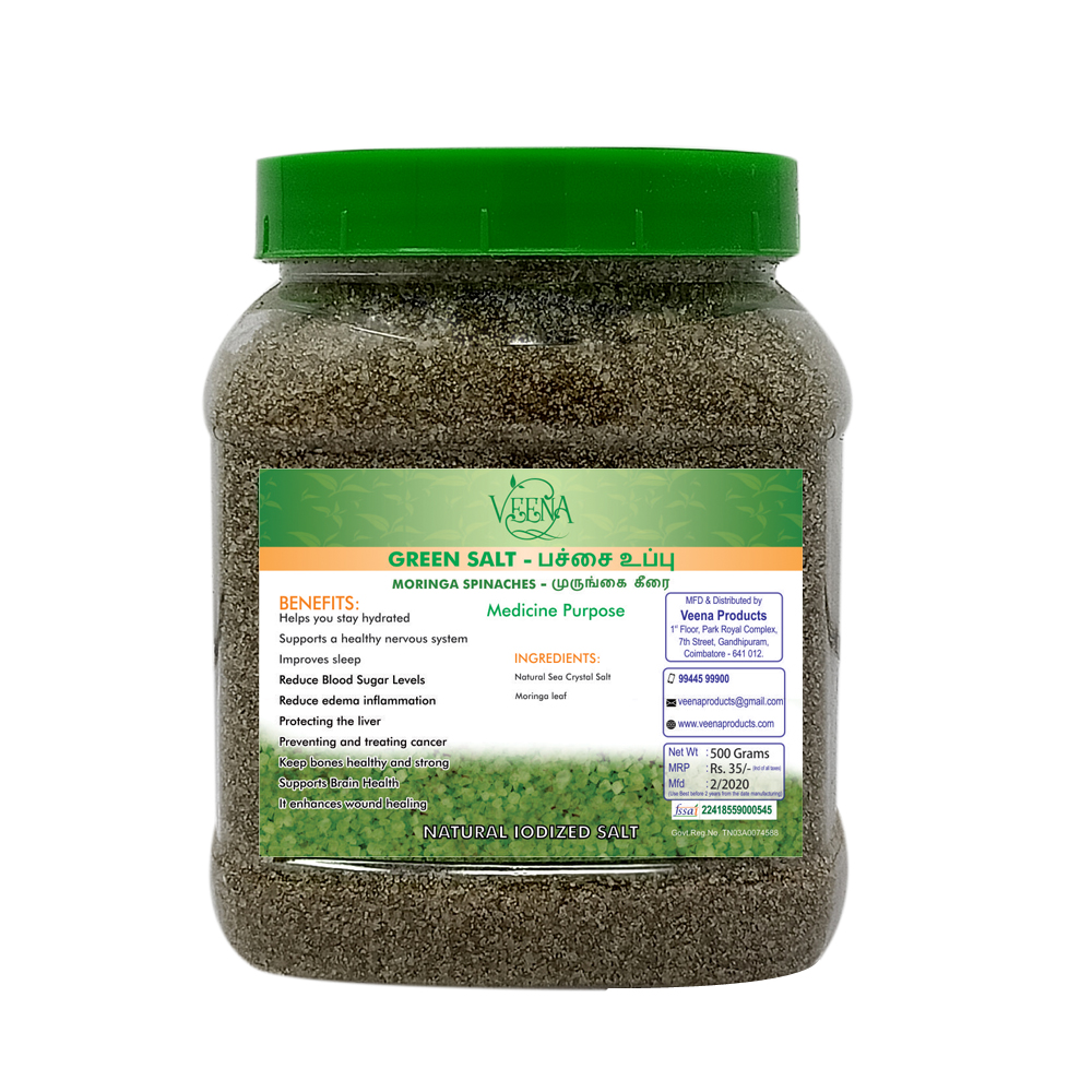 Green Salt With Herbs Moringa Dried Natural Iodine Veena Organic